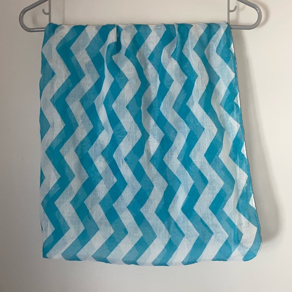 Aqua and White Chevron Infinity Scarf - Picture 2 of 2